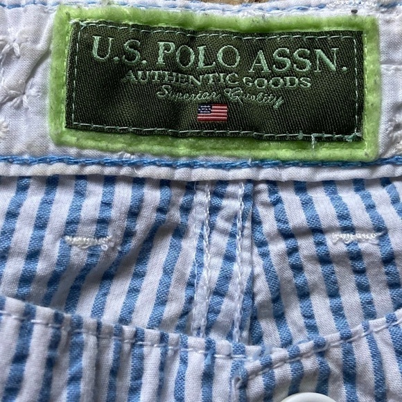 Blue and White Pinstripe shorts - Picture 3 of 7